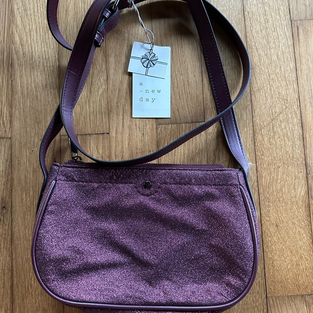 NWT A New Day Cross body Red Glitter Strap bag